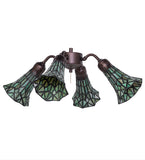 19"W Stained Glass Green Pond Lily 4 Lt Fan Light