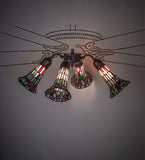 19"W Stained Glass Multicolored Pond Lily 4 Lt Fan Light
