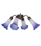 19"W Blue/White Tiffany Pond Lily 4 Lt Fan Light