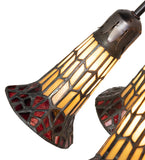 24"H Stained Glass Honey & Red Pond Lily 10 Lt Table Lamp