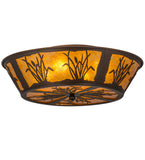 22"W Rustic Reeds & Cattails Flushmount