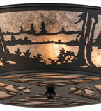 22"W Quiet Pond Rustic Lodge Flushmount