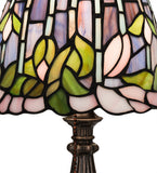 15"H Flowering Lotus Stained Glass Accent Lamp