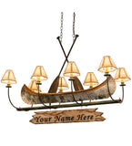 48"L Personalized Canoe 8 Lt Rustic Lodge Chandelier