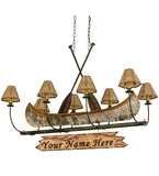 48"L Personalized Canoe 8 Lt Rustic Lodge Chandelier
