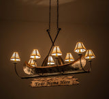 48"L Personalized Canoe 8 Lt Rustic Lodge Chandelier