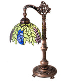 19"H Tiffany Honey Locust Floral Bridge Arm Desk Lamp
