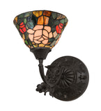 8"W Tiffany Rosebush Stained Glass Wall Sconce