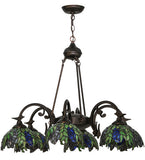 32"W Tiffany Honey Locust 6 Lt Chandelier