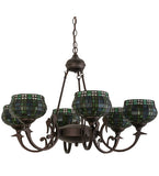 32"W Jeweled Basket 6 Lt Stained Glass Chandelier