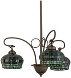 26"W Jeweled Basket 3 Lt Tiffany Lodge Chandelier