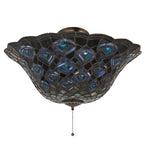 16"W Peacock Feather Tiffany Victorian Flushmount