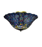 16"W Peacock Feather Tiffany Victorian Flushmount