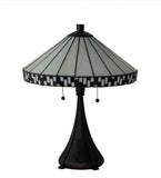 22"H Stained Glass Checkerboard Table Lamp