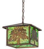 12"Sq Oak Tree Lantern Outdoor Pendant