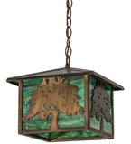 12"Sq Oak Tree Lantern Outdoor Pendant