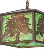 12"Sq Oak Tree Lantern Outdoor Pendant