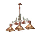 45"L Winter Pines 3 Lt Rustic Lodge Island/Billiard Pendant