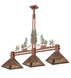 45"L Winter Pines 3 Lt Rustic Lodge Island/Billiard Pendant