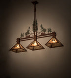 45"L Winter Pines 3 Lt Rustic Lodge Island/Billiard Pendant
