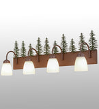 35"W Tall Pines 4 Lt Rustic Lodge Vanity Light