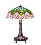 31"H Stained Glass Cabbage Rose Table Lamp