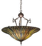 24"W Tiffany Lotus Leaf Victorian Inverted Pendant