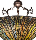 24"W Tiffany Lotus Leaf Victorian Inverted Pendant