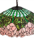 22"W Stained Glass Cabbage Rose Pendant