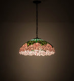 22"W Stained Glass Cabbage Rose Pendant