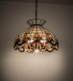 20"W Roseborder Stained Glass Pendant