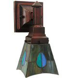 5"W Mackintosh Leaf Tiffany Arts & Crafts Wall Sconce