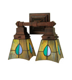 12"W Tiffany Mackintosh Leaf 2 Lt Wall Sconce