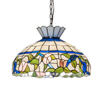 20"W Rose Vine Stained Glass Pendant