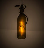 3"W Tuscan Vineyard Etched Grapes Wine Bottle Mini Pendant