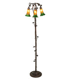 58"H Amber/Green Pond Lily 3 Lt Floor Lamp