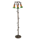 58"H Amber/Green Pond Lily 3 Lt Floor Lamp