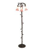 58"H Pink Pond Lily 3 Lt Floor Lamp