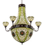 60"W Grand Tulip Medallion 6 Arm Tiffany Floral Chandelier