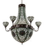 60"W Grand Tulip Medallion 6 Arm Tiffany Floral Chandelier
