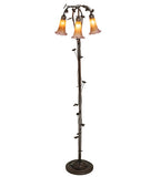 58"H Amber/Purple Pond Lily 3 Lt Floor Lamp