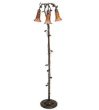 58"H Amber/Purple Pond Lily 3 Lt Floor Lamp