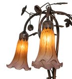 58"H Amber/Purple Pond Lily 3 Lt Floor Lamp