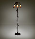 58"H Amber/Purple Pond Lily 3 Lt Floor Lamp