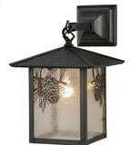 9"W Seneca Winter Pine Outdoor Hanging Wall Sconce