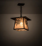 12"Sq Stillwater Winter Pine Outdoor Pendant