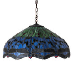 22"W Hanginghead Dragonfly Stained Glass Pendant