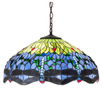 22"W Hanginghead Dragonfly Stained Glass Pendant