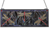 28"W X 10"H Trio Dragonfly Transom Stained Glass Window