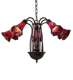 24"W Tiffany Pond Lily 7 Lt Chandelier